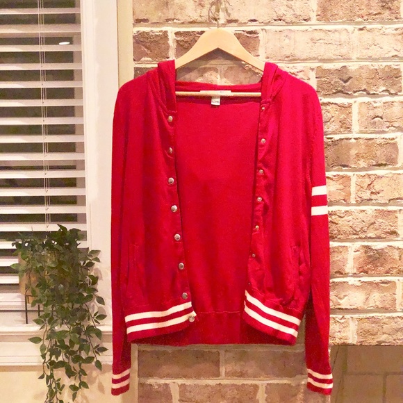 Forever 21 Sweaters - Forever 21 red varsity hooded sweater